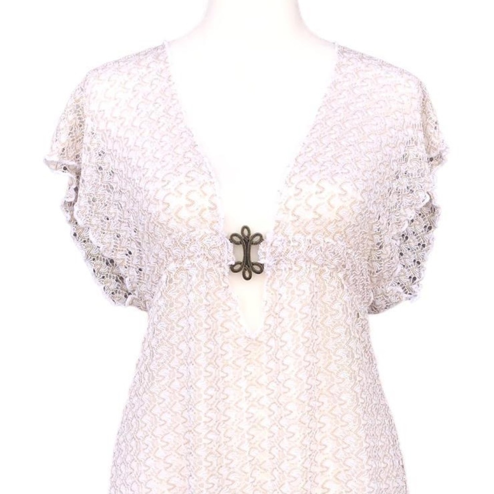 BECCA Rebecca Virtue Gold/Cream swim coverup, XS, GD1108 - Picture 3 of 10